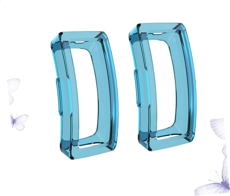 Waterproof TPU Protective Case for Inspire HR Anti-Scratch Hollow Cover for Watch Sky-Blue 2-Piece Set - Image 3