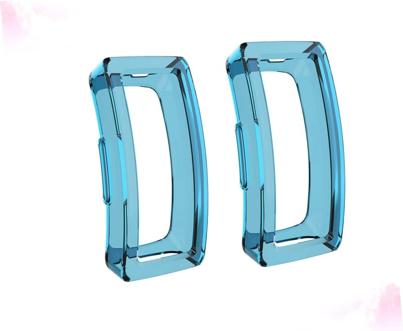 Waterproof TPU Protective Case for Inspire HR Anti-Scratch Hollow Cover for Watch Sky-Blue 2-Piece Set - Image 4
