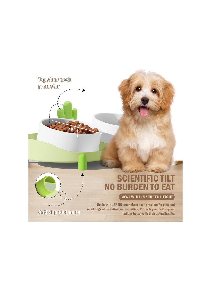 Cat Bowls Elevated, Detachable Dog Bowls with Stand, 15° Tilted Raised Ceramic Cat Food Bowl, Anti Vomiting Bowl Feeder for Cats And Pets, Cleaned In the Dishwasher or Microwave