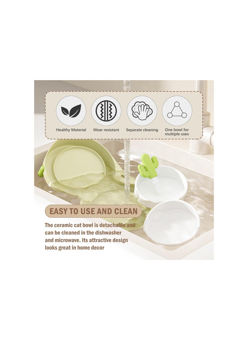 Cat Bowls Elevated, Detachable Dog Bowls with Stand, 15° Tilted Raised Ceramic Cat Food Bowl, Anti Vomiting Bowl Feeder for Cats And Pets, Cleaned In the Dishwasher or Microwave