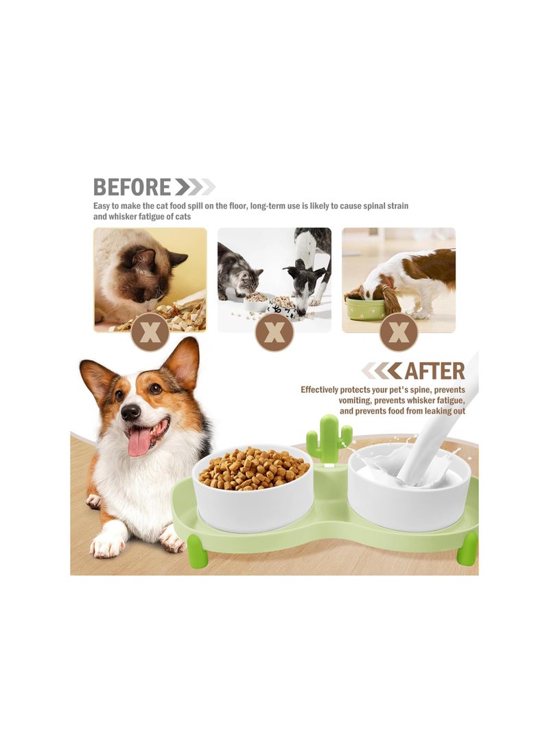 Cat Bowls Elevated, Detachable Dog Bowls with Stand, 15° Tilted Raised Ceramic Cat Food Bowl, Anti Vomiting Bowl Feeder for Cats And Pets, Cleaned In the Dishwasher or Microwave