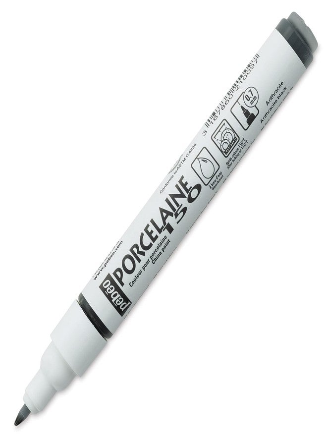 Pebeo Porcelaine 150, China Paint Fine Tip Marker - Anthracite Black (021009) - Image 1