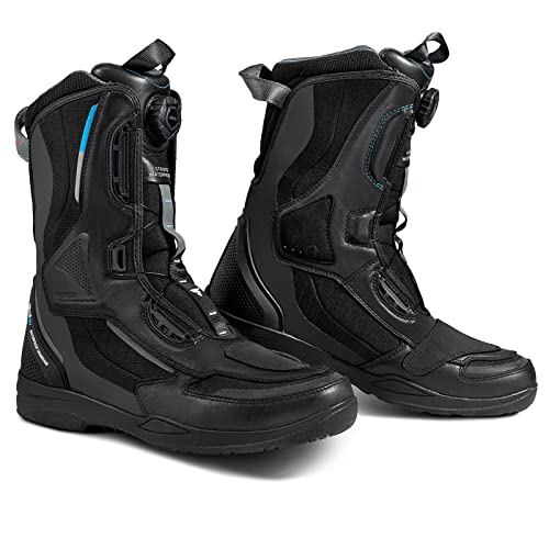 SHIMA STRATO WP, Waterproof Motorcycle Boots for Men - Vented, Reinforced Lightweight Long Biker Riding Boots with ATOP Fast-Closure System, Ankle Protection, Non-slip Sole (Black, 10) - Image 1