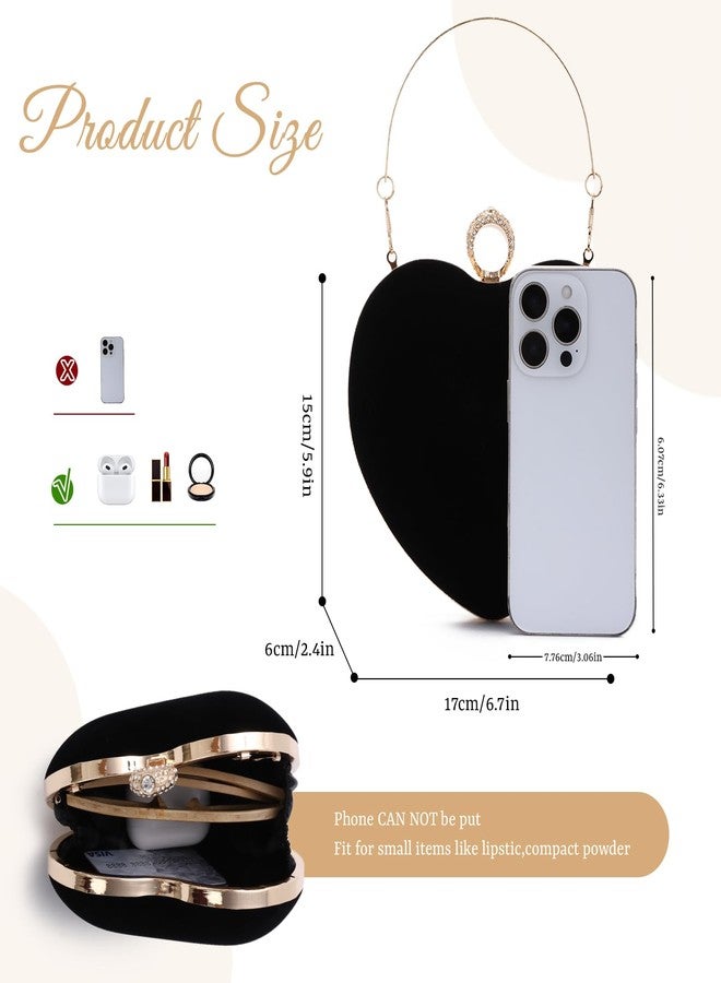 Oweisong Novelty Heart Clutch Purse for Women Formal Velvet Evening Handbag Small Cute Heart Shaped Bag for Wedding Bride - Image 4