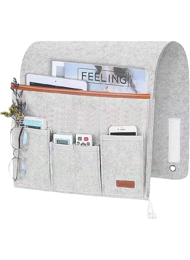 The Bros Sofa Armrest Organizer, Sofa Chair Armrest Organizer with 5 Pockets, Hanging Sofa Caddy Storage Bag with Long Flap, Non-slip Remote Control Holder for Tablet, Phone, Magazine, Glasses, Coffee - Image 1