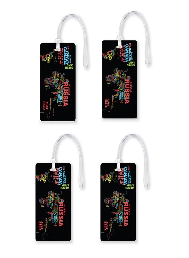 100Yellow® World Name Map Printed Gloss Finish PVC Luggage Tags with Silicon Strap Ideal for International Travel |Set of 4 | Multicolor - Image 1