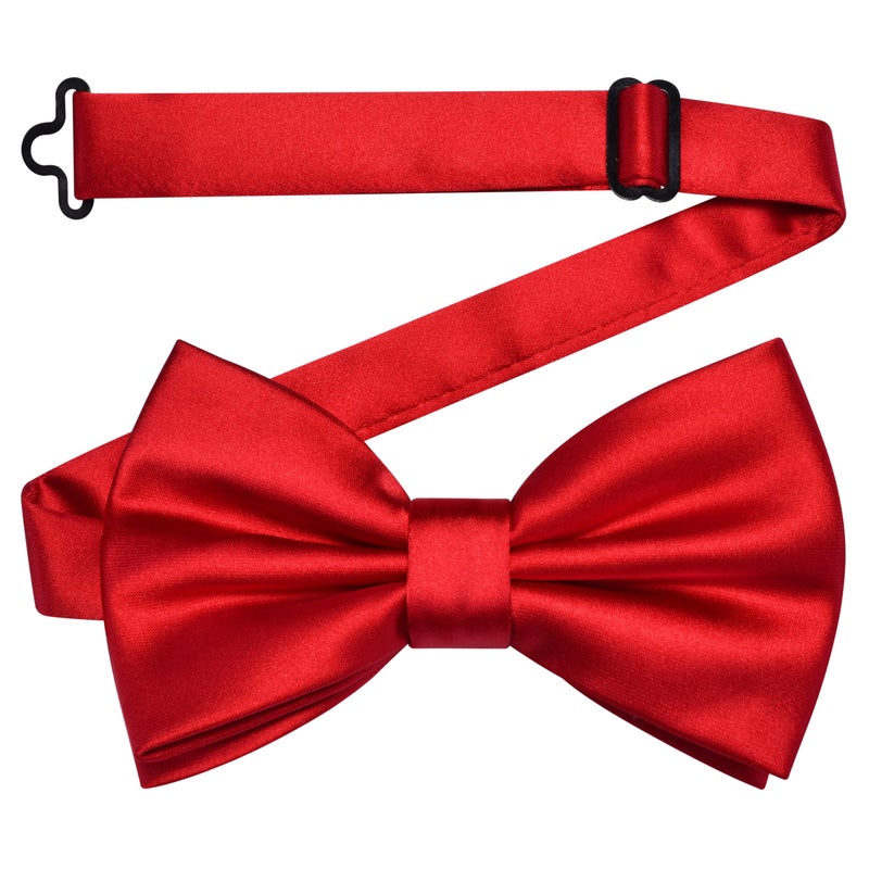 Branduce Red Bow Tie for Men Pre-tied Adjustable Silk Blend Bowties for Wedding Party (BB05-01) - Image 5
