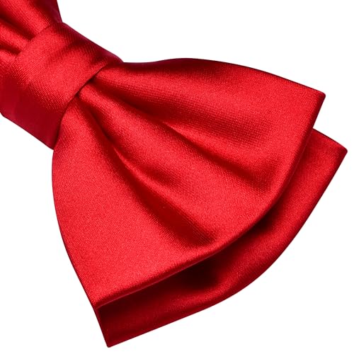 Branduce Red Bow Tie for Men Pre-tied Adjustable Silk Blend Bowties for Wedding Party (BB05-01) - Image 3