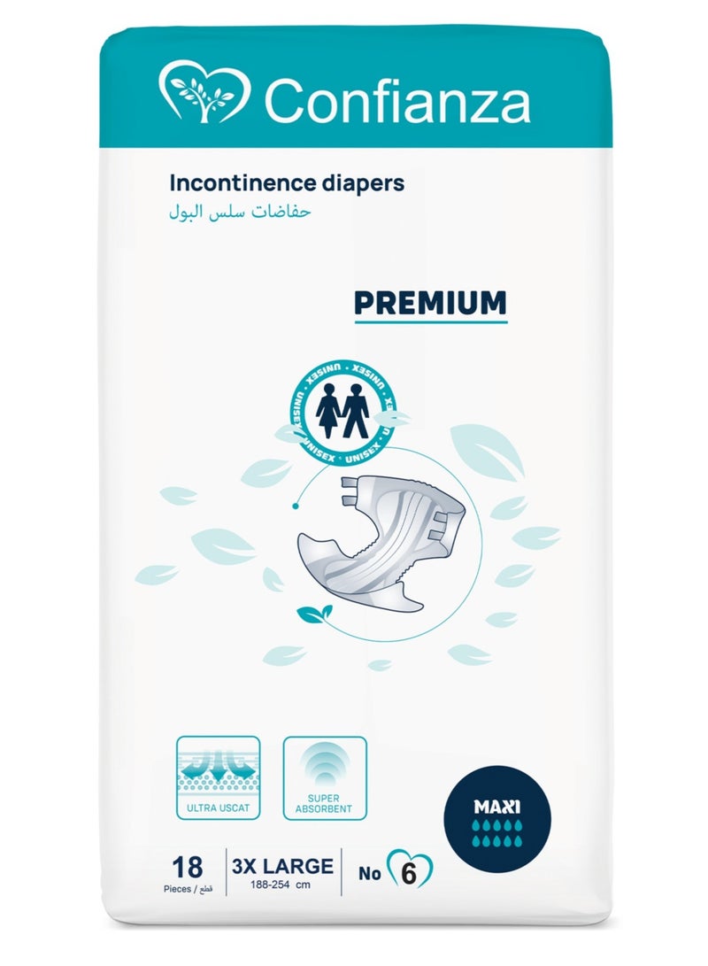 Confianza Premium Adult Diaper - 18 Pieces Size: 3XL  - Image 1
