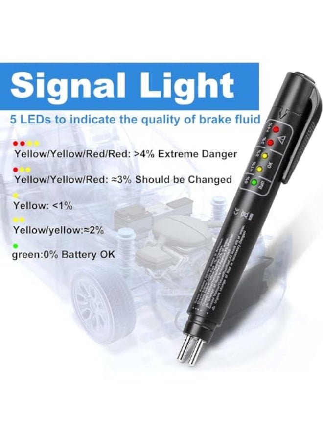 Joyzzz Brake Fluid Test Pen, Auto Brake Diagnostic Testing Tool, Brake Fluid Tester with 5 Led Indicators, Car Brake Fluid Inspection Tool Replacement Test Pen, Test Dot3 Dot4 Dot5.1 Brake Fluid - Image 3