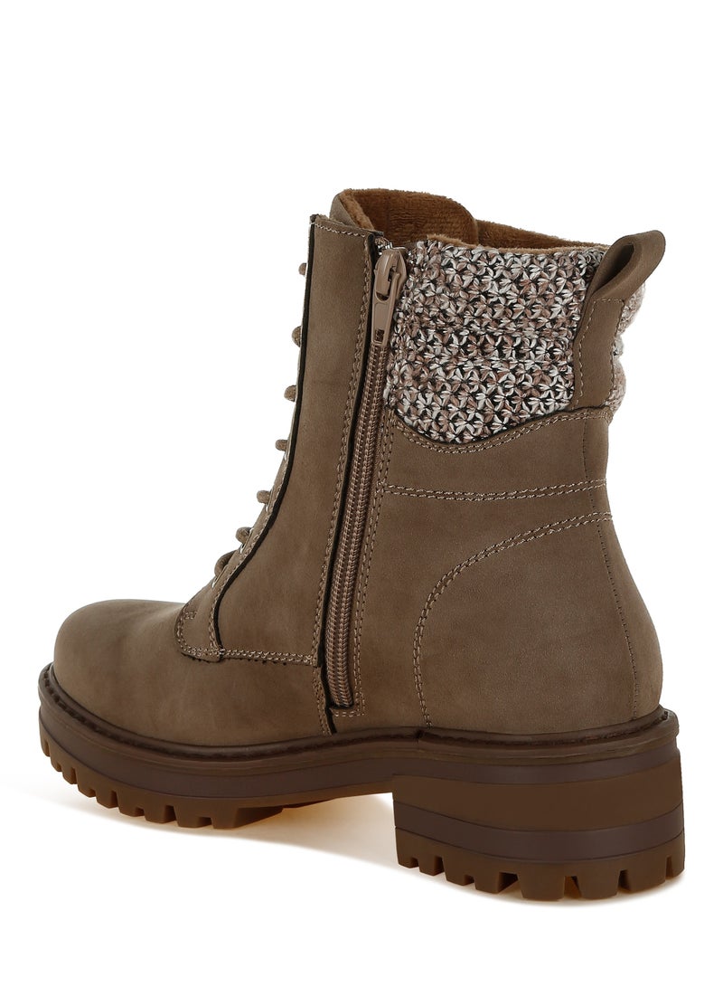 لندن راج أحذية المشي النسائية من لندن راغ ذات الياقة المحبوكة والسحاب باللون البيج - Image 3