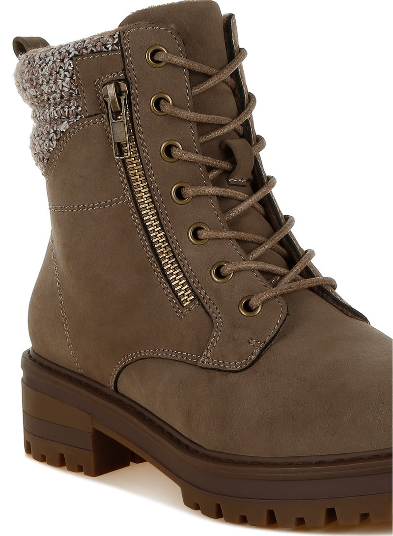 لندن راج أحذية المشي النسائية من لندن راغ ذات الياقة المحبوكة والسحاب باللون البيج - Image 5