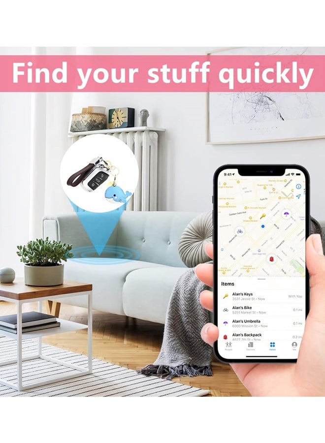 Whale Blue Leather Keychain Case Compatible With AirTag Anti Scratch GPS Tracker Cover With Keyring For Keys Bag Pets - Image 5