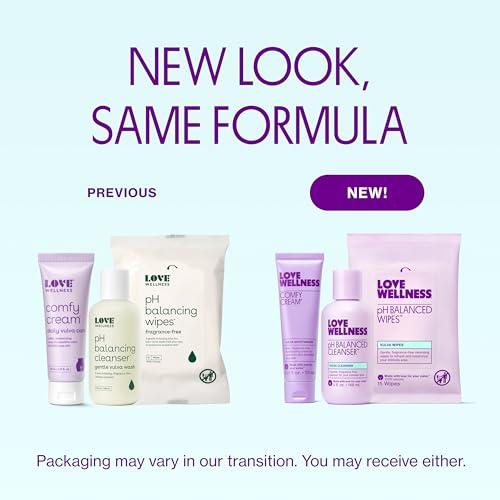 Love Wellness Skincare for Down There Bundle Gentle pH Balancing Cleanser Moisturizing Comfy Cream Refreshing Wipes Feminine Care for pH Balance Dry Sensitive Vulva FragranceFree - Image 3