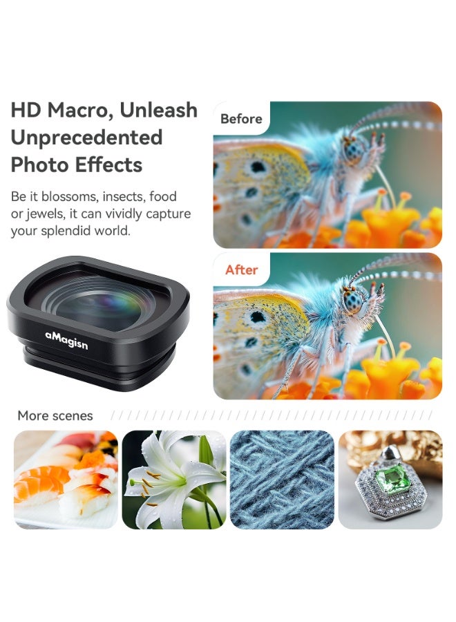 aMagisn Macro Lens Filter for DJI Pocket 3 – Aluminum Alloy Magnetic Attachment, Optical Glass, HD Close-Up Accessory for Flowers, Food & Jewelry Photography - Image 4