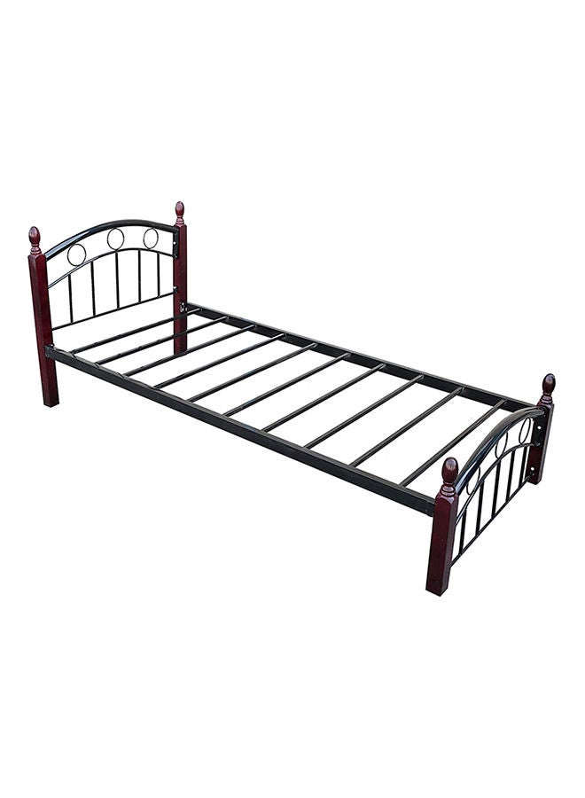 KARNAK Wood And Steel Bed And Wooden Legs With Medicated Mattress Brown- Single Size 90x190 cm - Image 1