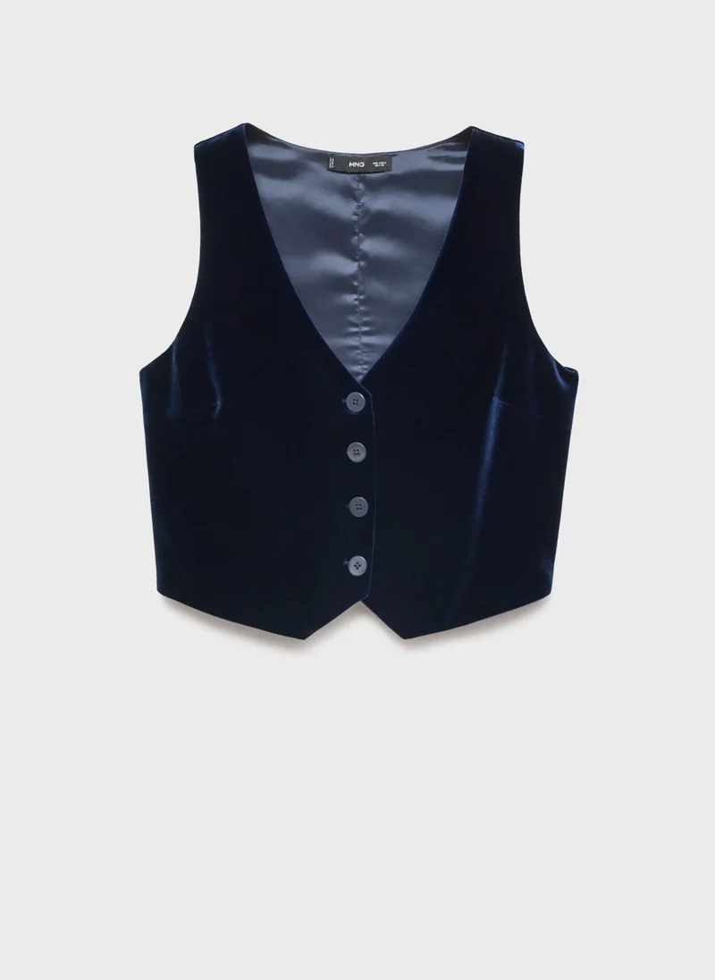مانجو Cropped Velvet Waistcoat