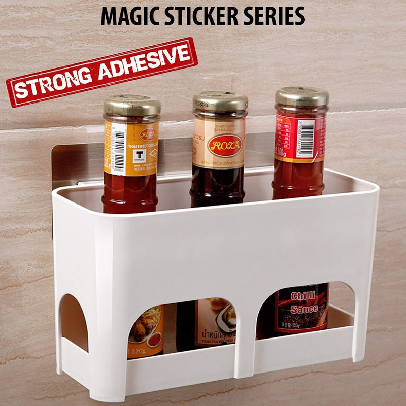 BLEQYS® Magic Sticker Series Self Adhesive Kitchen Bathroom Shelf Shower Caddy - Image 2