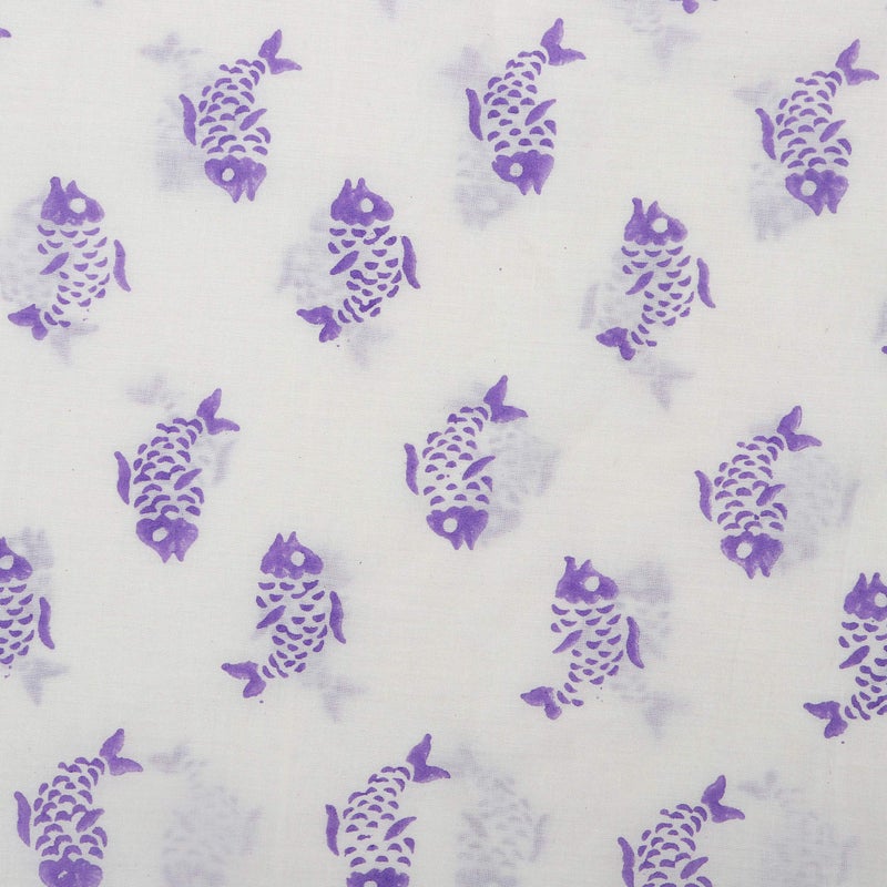 KolorFish Infant New Born Baby Swaddle Wrap Blanket (38 X 38 inches), 100% Soft Cotton, Block Printed (Made in India) Set of 2 pcs - Cotton Gift Bag Included (Fish Print) - Image 4