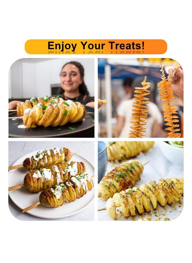 Hoqqf Twisted Potato slicer, Cortador de Papas en Espiral Tornado Curly Fry Cutter with Stainless Steel skewers, Manual Spiral French Fries Cucumbers Carrots DIY BBQ Slicer with Reusable Stick - Image 2