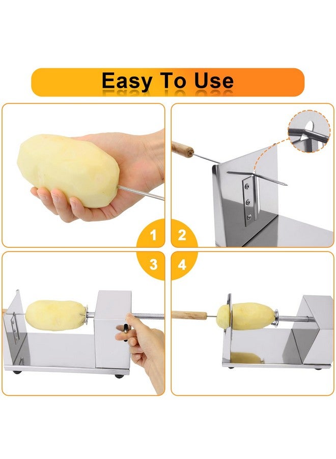 Hoqqf Twisted Potato slicer, Cortador de Papas en Espiral Tornado Curly Fry Cutter with Stainless Steel skewers, Manual Spiral French Fries Cucumbers Carrots DIY BBQ Slicer with Reusable Stick - Image 5