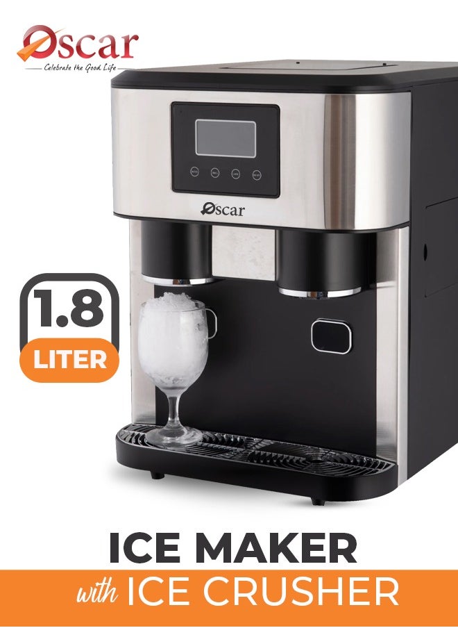 Oscar OSCAR | Ice Maker & Crusher | Model: OSIM2015CR | Large Capacity: 1.8L | Effective Ice Making & Crushing Abilities | Perfect for Parties, Gatherings, and Everyday Use  - Image 1