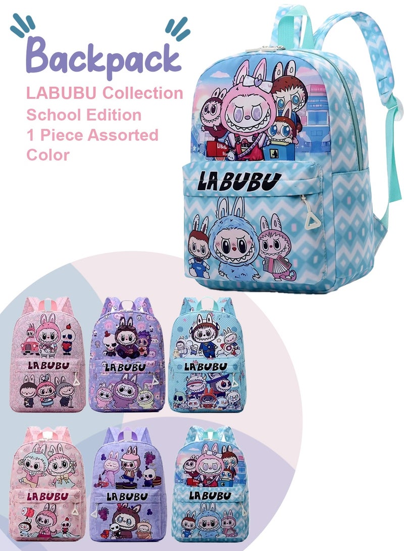 LABUBU Labubu Kids Backpack – MONSTERS Print Lightweight Portable School Bag with Adjustable Straps in Assorted Colors, 22×10×27cm  - Image 1
