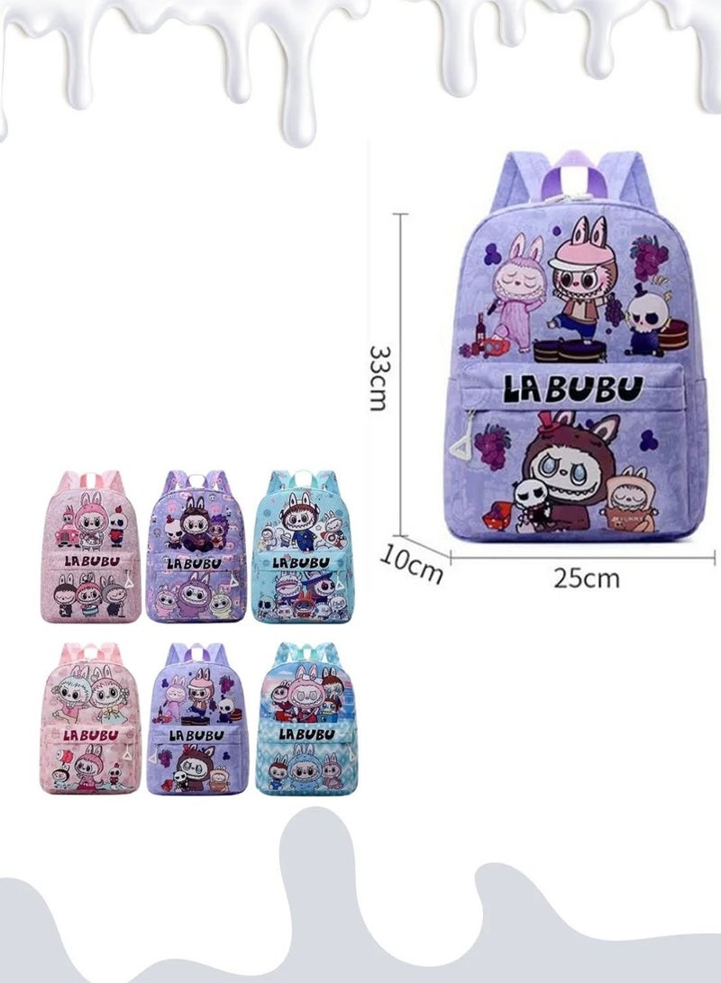 LABUBU Labubu Kids Backpack – MONSTERS Print Lightweight Portable School Bag with Adjustable Straps in Assorted Colors, 22×10×27cm  - Image 2