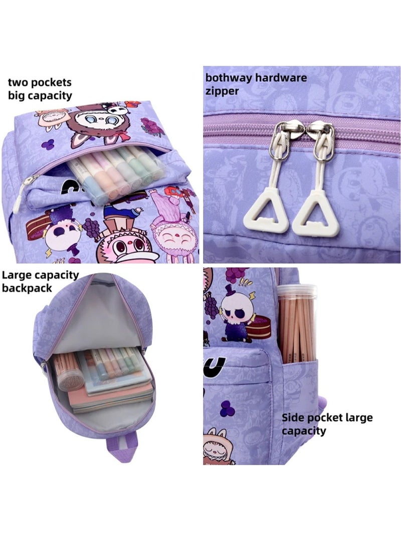 LABUBU Labubu Kids Backpack – MONSTERS Print Lightweight Portable School Bag with Adjustable Straps in Assorted Colors, 22×10×27cm  - Image 4