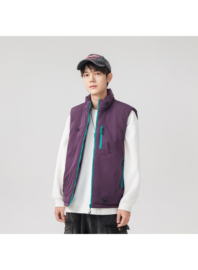 Color Block Winter Running Windproof Down Sports Vest Sleeveless Training Vest