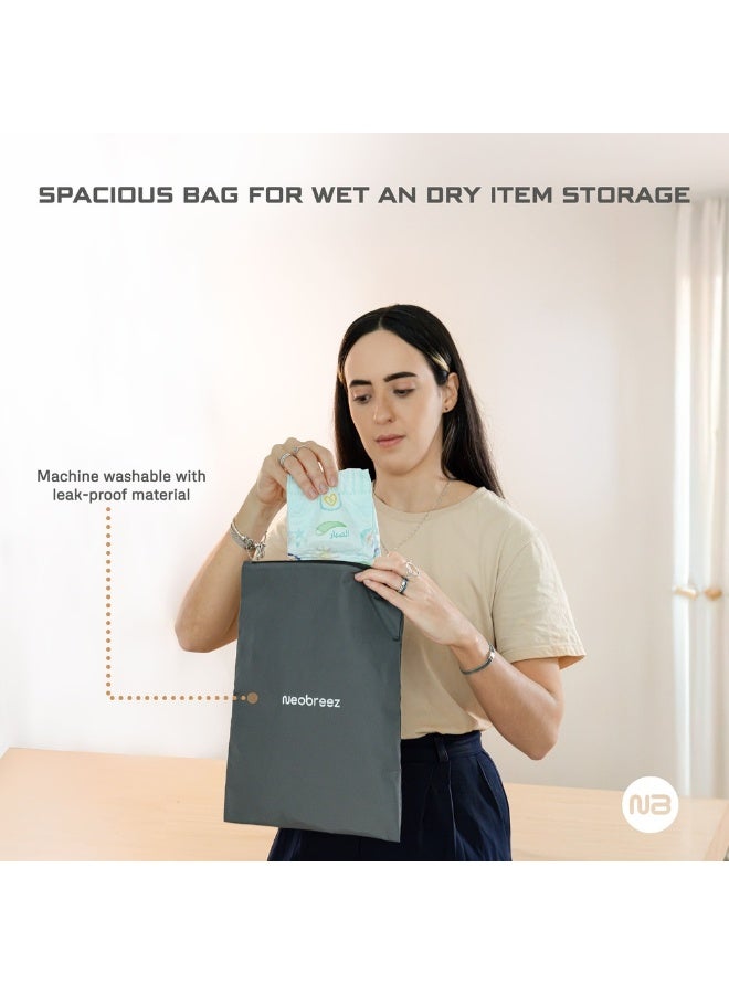 نيوبريز حقيبة نيو بريز مقاومة للماء للبلل والجاف قابلة لإعادة الاستخدام بسحاب قابلة للغسل في الغسالة لحفاضات الأطفال الصغار والسباحة والتخييم والسفر والجيم والتمارين الرياضية والشاطئ وحمام السباحة   سم، بوليستر - Image 4