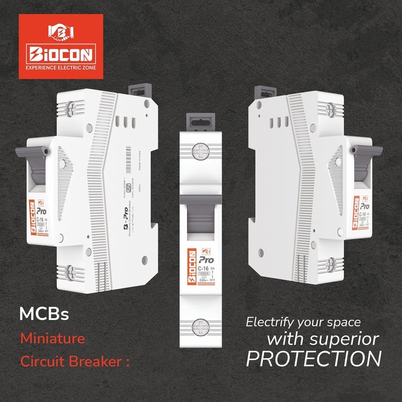 BIOCON BIOCON MCB PRO with Rated Current of 63AMP SP Modular Design Circuit Breaker Switch with Breaking Capacity of 10000 A Icn at 240V AC 5060 Hz Conforming to ENIEC 608981  - Image 3