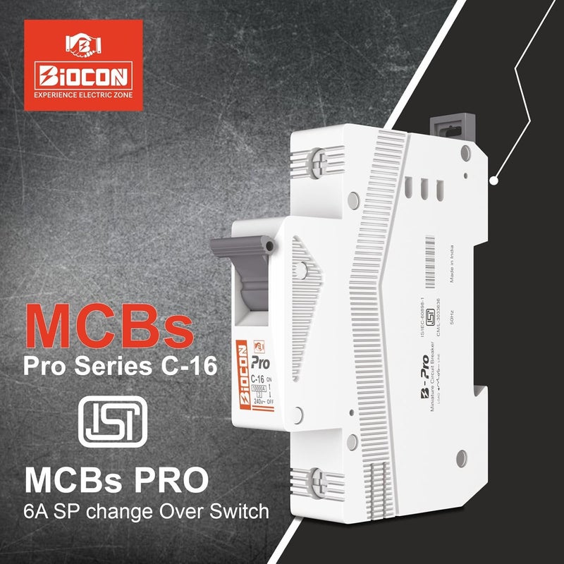 BIOCON BIOCON MCB PRO with Rated Current of 63AMP SP Modular Design Circuit Breaker Switch with Breaking Capacity of 10000 A Icn at 240V AC 5060 Hz Conforming to ENIEC 608981  - Image 5