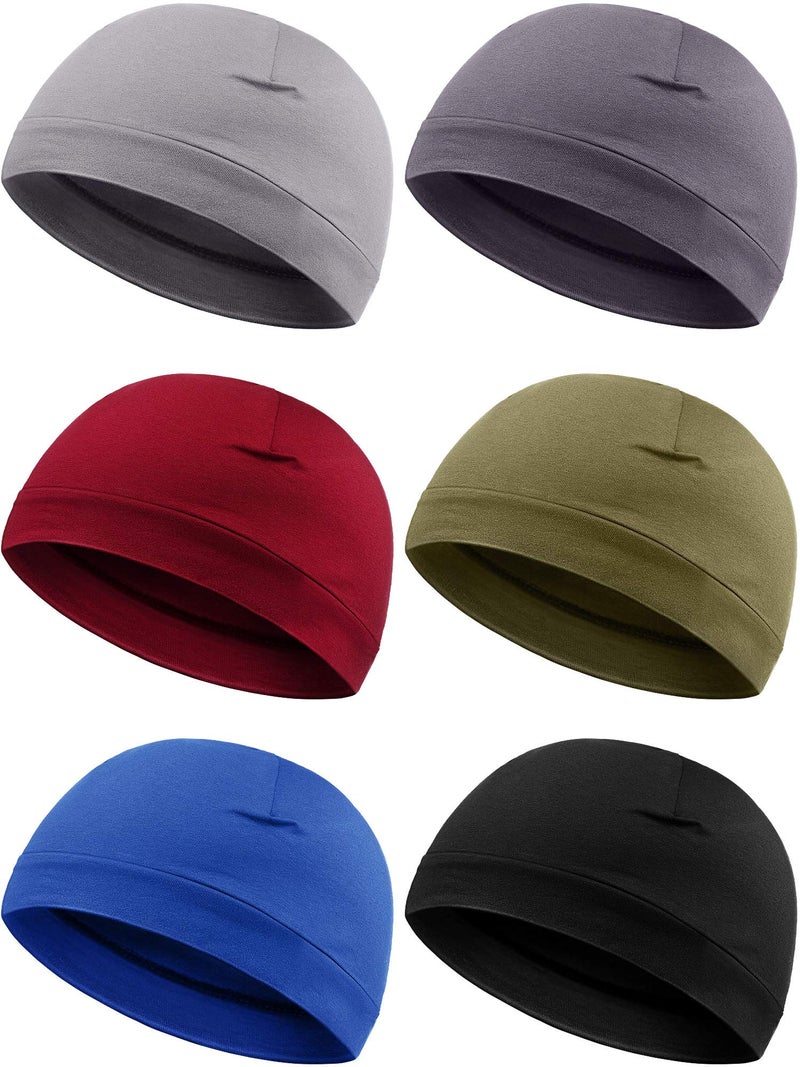 Syhood 6 Pieces Men Skull Caps Cotton Beanies Sleep Hats Multifunctional Helmet Liner Cap for Men and Women (Vintage Colors) - Image 1