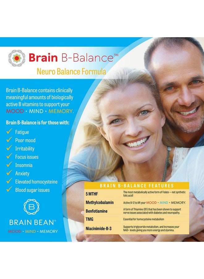 Brain-Bean Brain B Balance: Methylated Multivitamin - Methylated B Complex Neurobalance Formula - Methylfolate Supports Mood.Mind.Memory - 60 Vegan Capsules - Image 3
