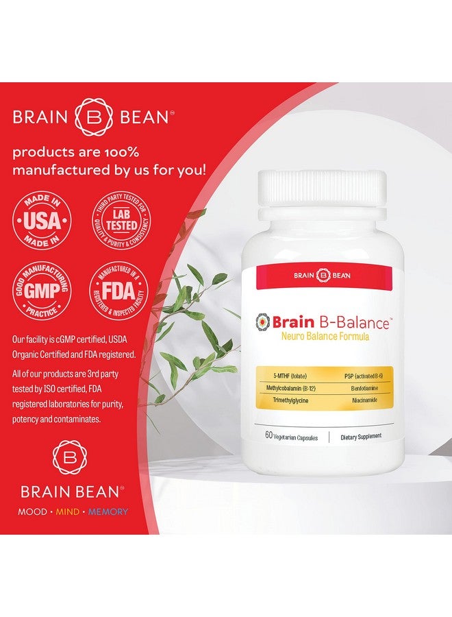 Brain-Bean Brain B Balance: Methylated Multivitamin - Methylated B Complex Neurobalance Formula - Methylfolate Supports Mood.Mind.Memory - 60 Vegan Capsules - Image 5