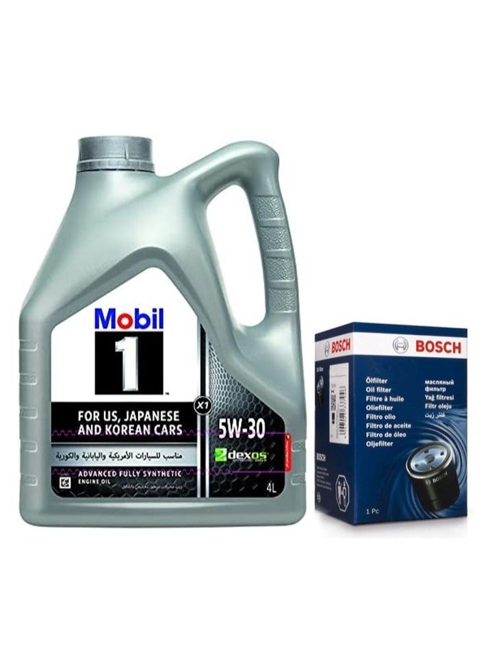 mobil 1 Mobil 1 X1 5W-30 Motor Oil 4 Liters+Free Bousch's Filter Hyondai and KIA  - Image 1