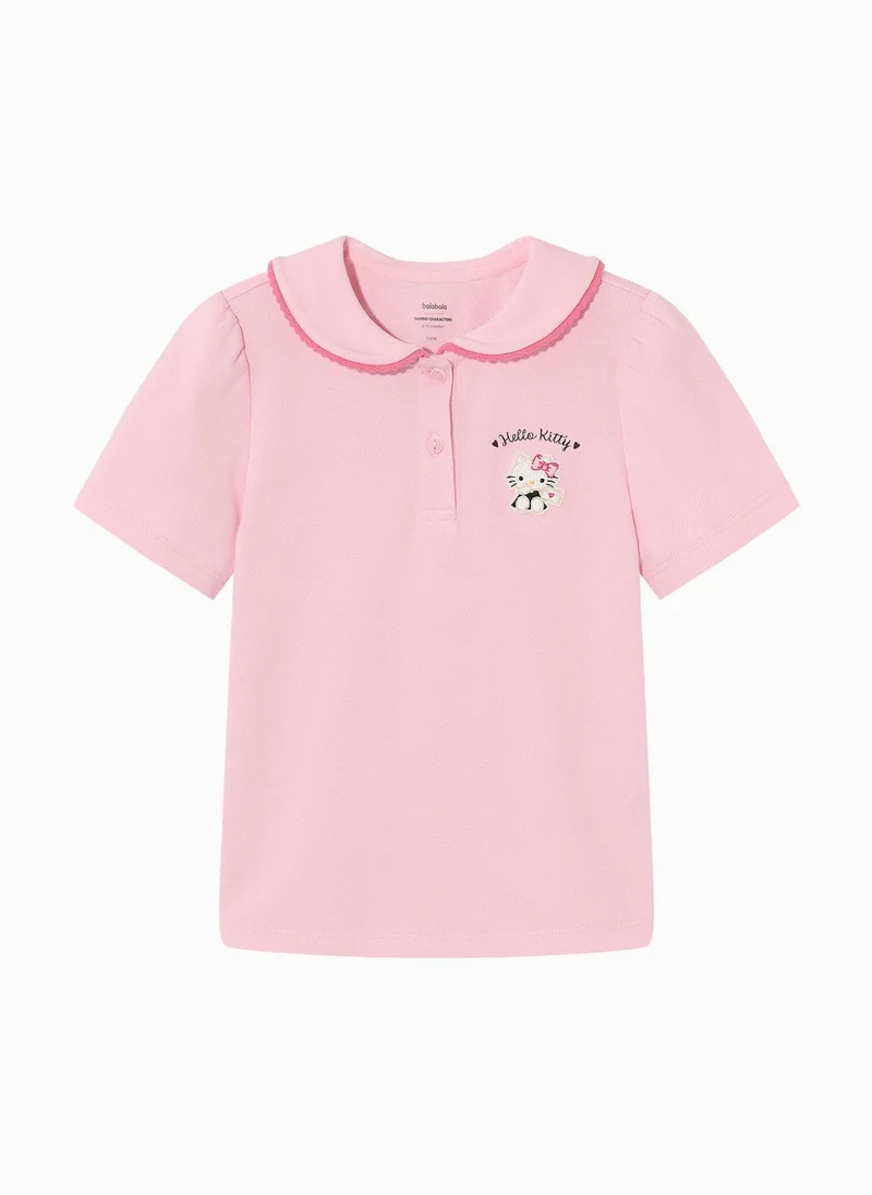 بالابالا Kids Girl Lapel short-sleeved T-shirt