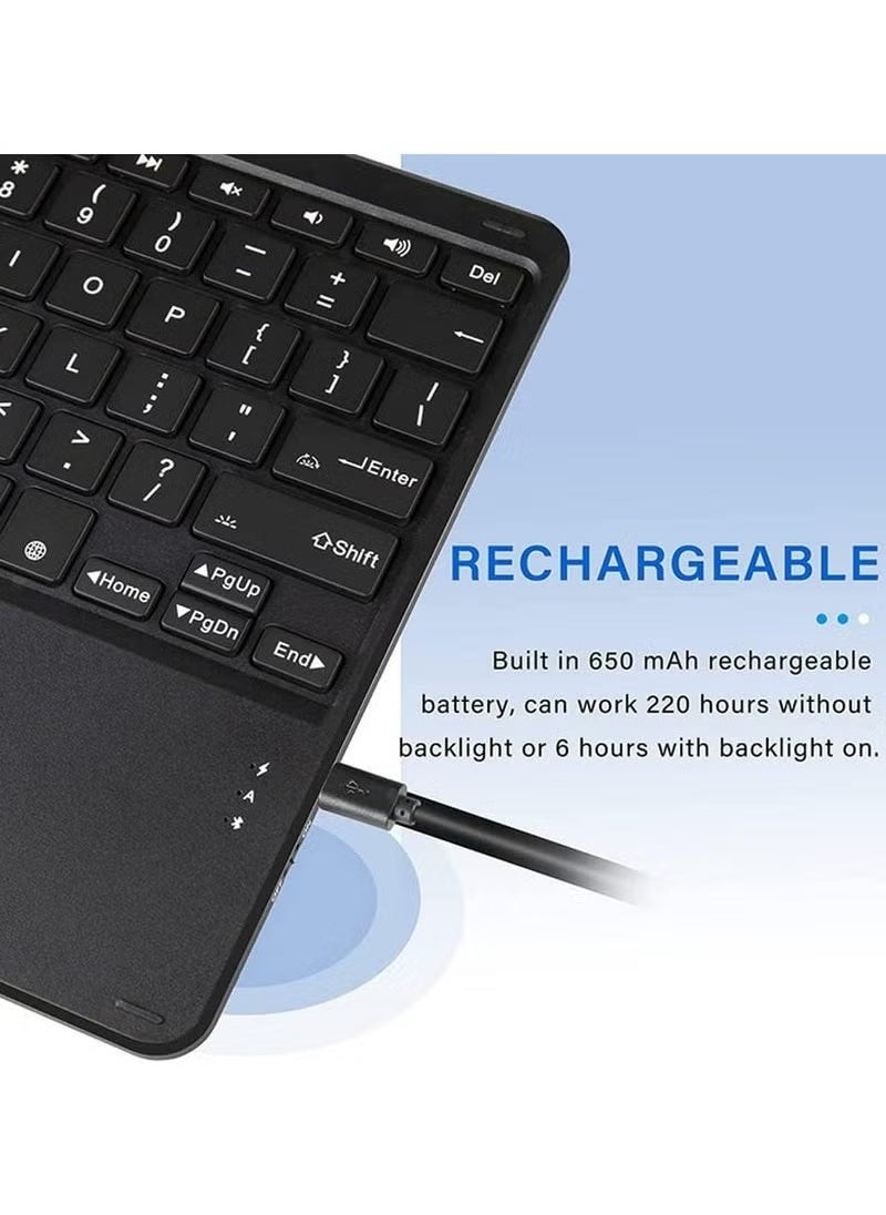 TIGER - TouchPad Keyboard Case for Xiaomi Mi Pad 5 & Mi Pad 5 Pro (11 Inch) – Wireless Bluetooth Keyboard with Built-in TouchPad | Magnetic Leather Stand Cover | Lightweight & Durable | Full Body Protection | Detachable Keyboard Case for Work & Travel – Black - Image 1