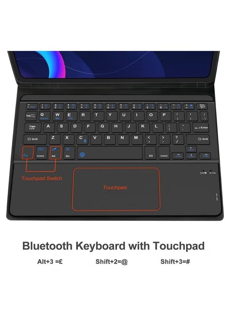 TIGER - TouchPad Keyboard Case for Xiaomi Mi Pad 5 & Mi Pad 5 Pro (11 Inch) – Wireless Bluetooth Keyboard with Built-in TouchPad | Magnetic Leather Stand Cover | Lightweight & Durable | Full Body Protection | Detachable Keyboard Case for Work & Travel – Black - Image 1