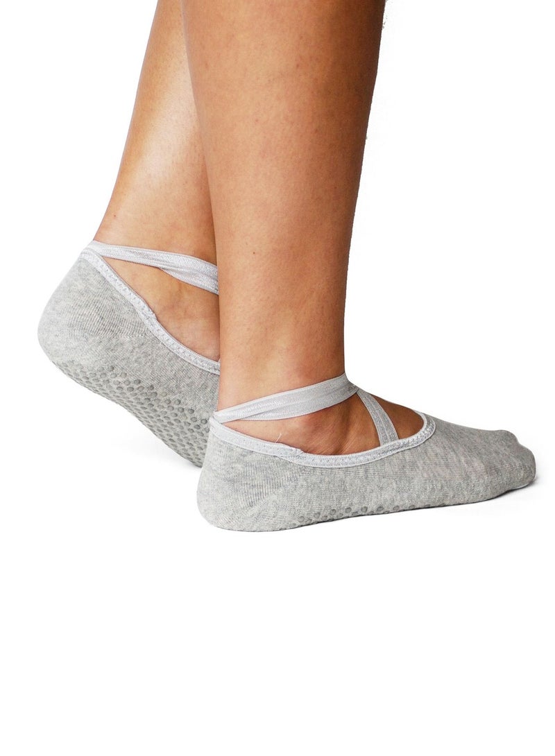 Prickly Pear Non-Slip Barre/Yoga/Pilates Socks Light Grey - Image 3