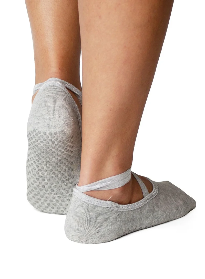 Prickly Pear Non-Slip Barre/Yoga/Pilates Socks Light Grey