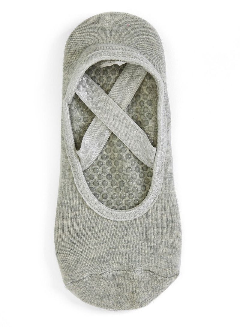 Prickly Pear Non-Slip Barre/Yoga/Pilates Socks Light Grey - Image 4