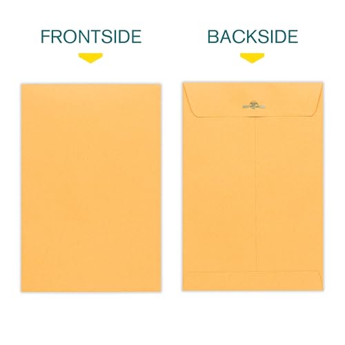 EnDoc 6x9 Clasp Envelopes – 100 Pack Brown Kraft Catalog Envelopes with Clasp Closure & Gummed Seal – 28lb Heavyweight Paper Mailing Manila Envelopes for Home, Office, Business, Legal or School - Image 3