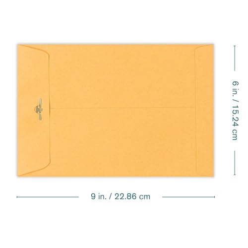 EnDoc 6x9 Clasp Envelopes – 100 Pack Brown Kraft Catalog Envelopes with Clasp Closure & Gummed Seal – 28lb Heavyweight Paper Mailing Manila Envelopes for Home, Office, Business, Legal or School - Image 2