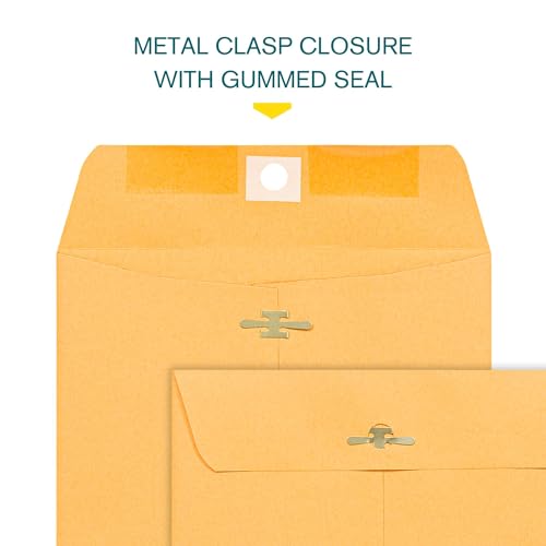 EnDoc 6x9 Clasp Envelopes – 100 Pack Brown Kraft Catalog Envelopes with Clasp Closure & Gummed Seal – 28lb Heavyweight Paper Mailing Manila Envelopes for Home, Office, Business, Legal or School - Image 5