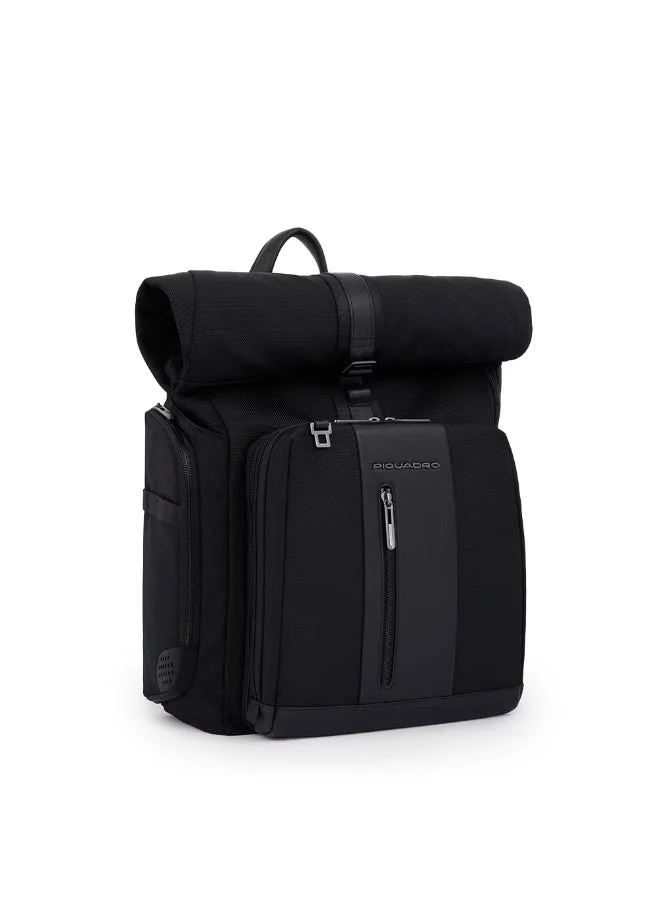 بيكوادرو حقيبة ظهر لابتوب رول أب موديولار Piquadro CA5938BR2BMMD مقاس 19 بوصة مع حجرة لابتوب 15.6 بوصة، حجرة للتابلت، ومنفذ USB
