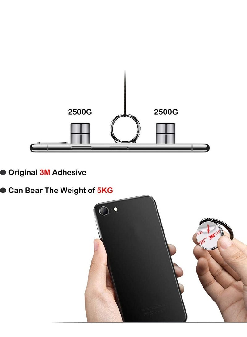 SYOSI 2 Pack Cell Phone Ring Holder Finger Kickstand 360 Degree Rotation Metal Ring Grip for Magnetic Car Mount Compatible with All Smartphone Glitter Black - Image 2