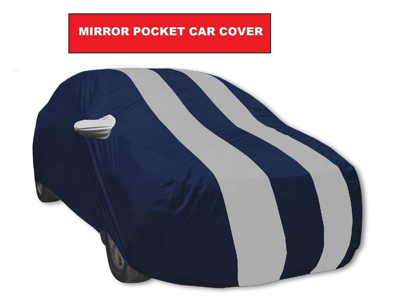 Auto Hub Car Cover Compatible with Maruti Swift (Model : 2005-2017) with Mirror Pocket, Water Resistant, Triple Stitched, Swift Car Cover- Navy-Silver - Image 5