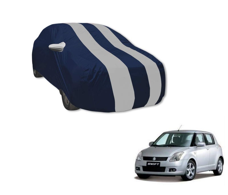 Auto Hub Car Cover Compatible with Maruti Swift (Model : 2005-2017) with Mirror Pocket, Water Resistant, Triple Stitched, Swift Car Cover- Navy-Silver - Image 1